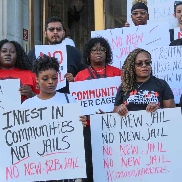 Fulton Jail press conference signs